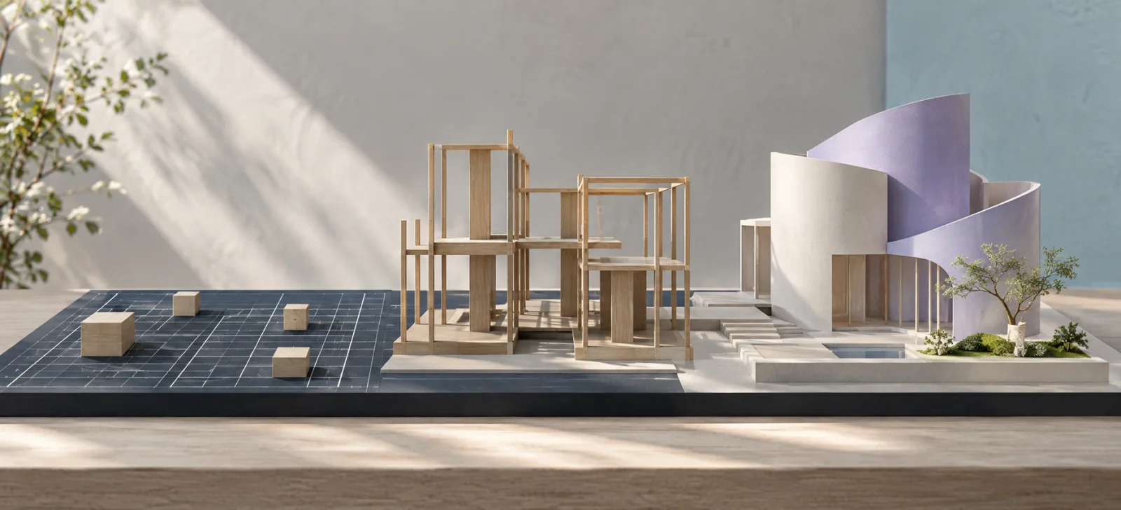 Conceptual model progressing from a measured foundation to a clear structure and a finished decision.